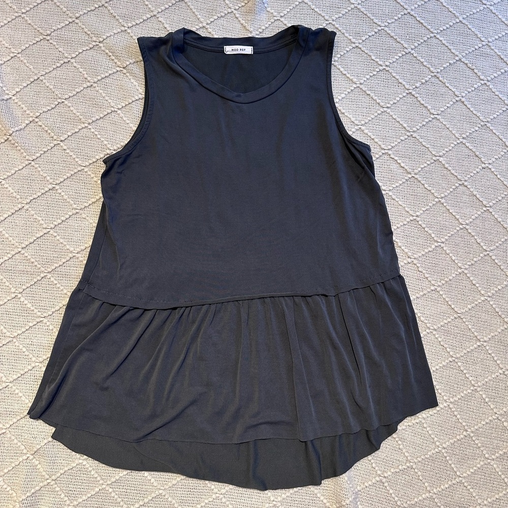 Mod Ref Graphite Black Faux Layered Tank Top